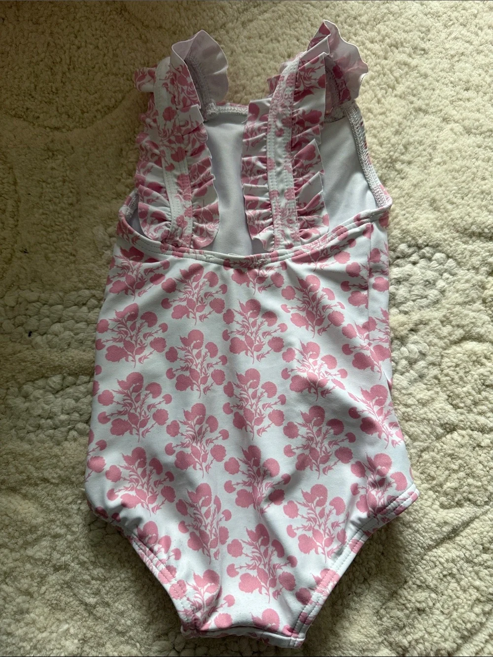 Minnow size 2 Pink Floral Ruffle One-Piece Swimsuit